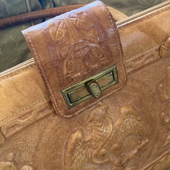 Vintage Mexican Leather Purse 👜 Tote - Picture 11 of 14